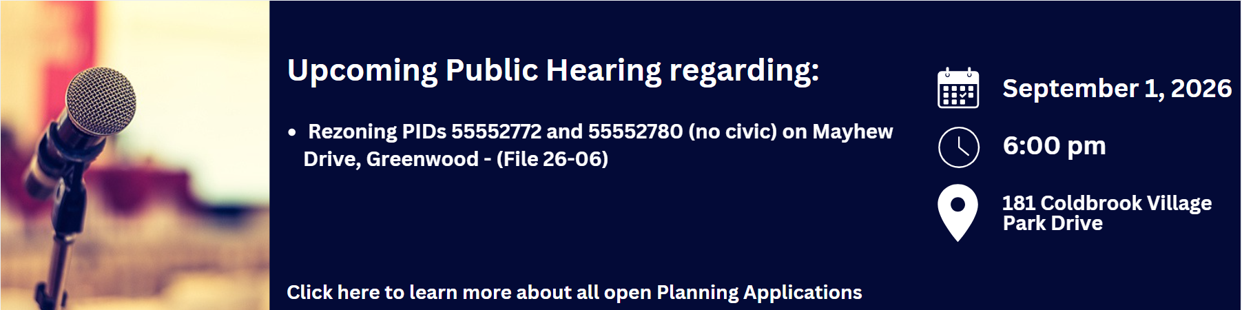 Upcoming Public Hearing
